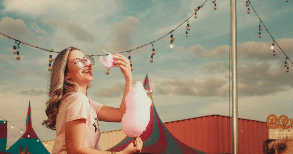 Beautiful Girl eating candy floss